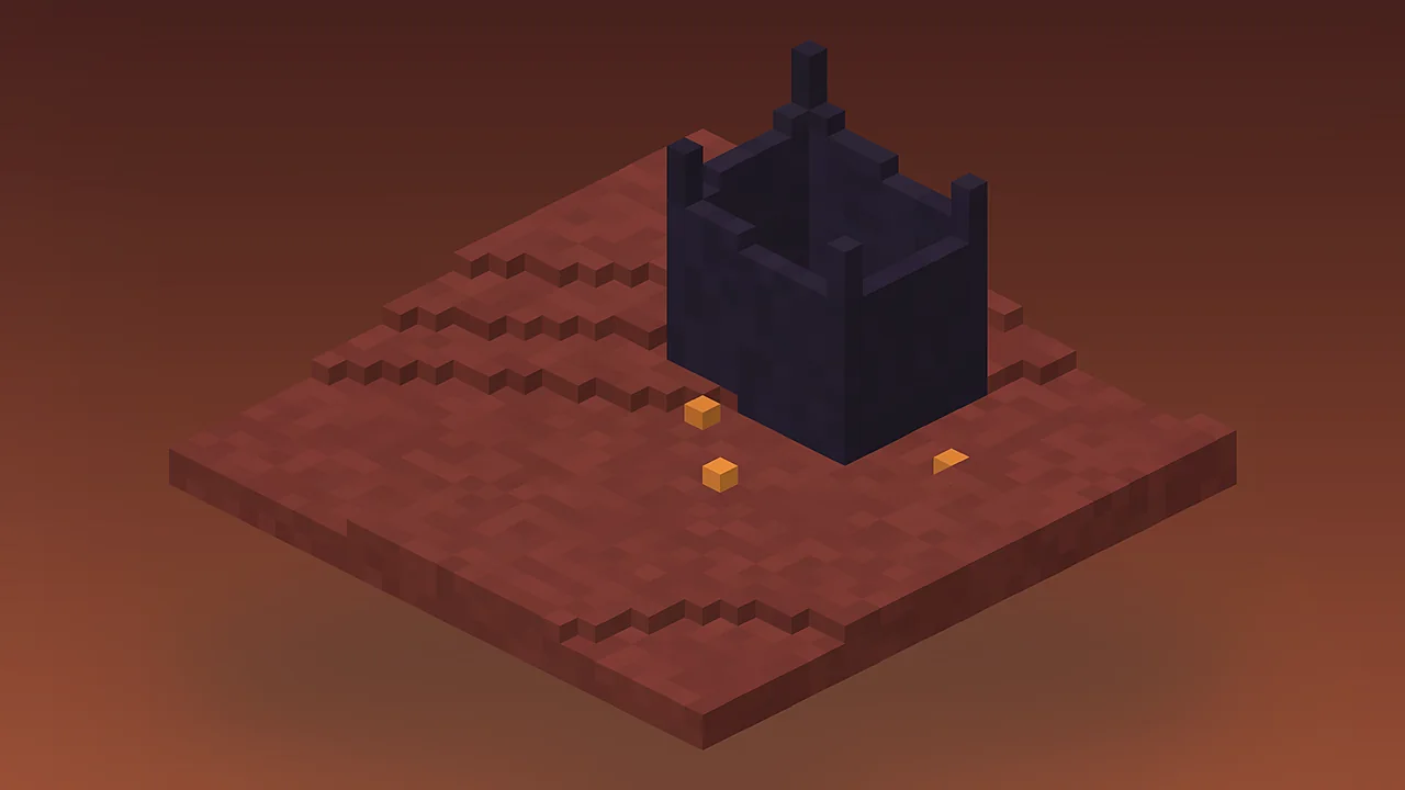 Obsidian castle in a Nether-like landscape with lava pools, inspired by Anu's castle