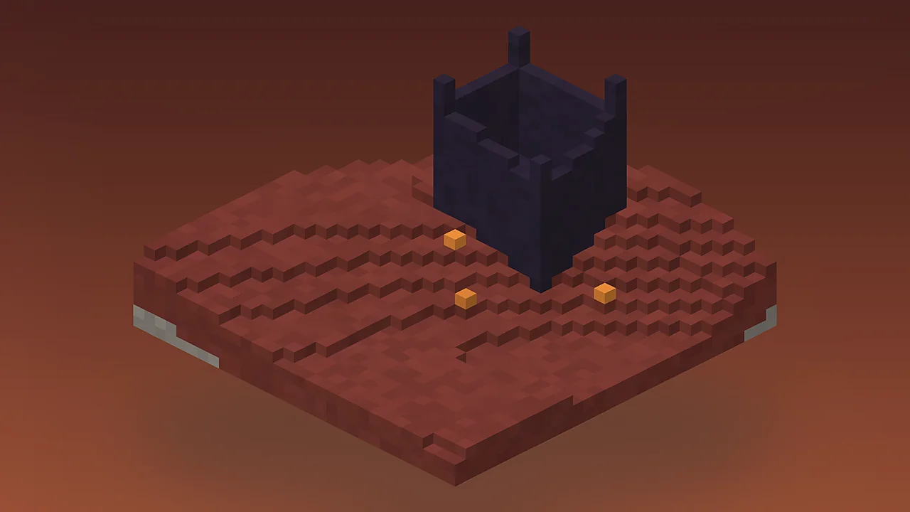 Obsidian castle surrounded by lava pools in a Nether landscape
