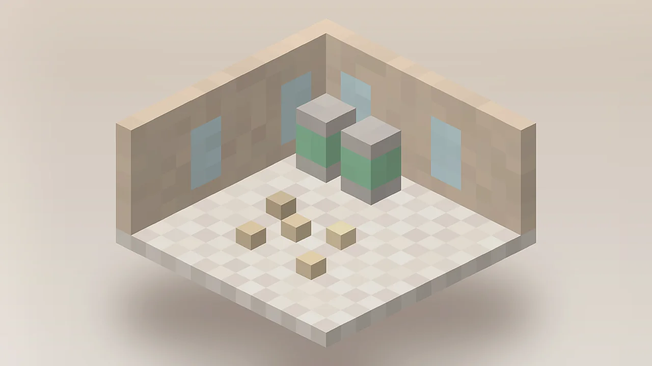 Dinosaur eggs next to Culture Vats in a Minecraft lab