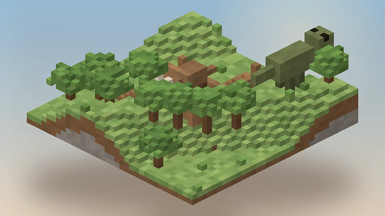 Tame dinosaurs inside a fenced enclosure in Minecraft