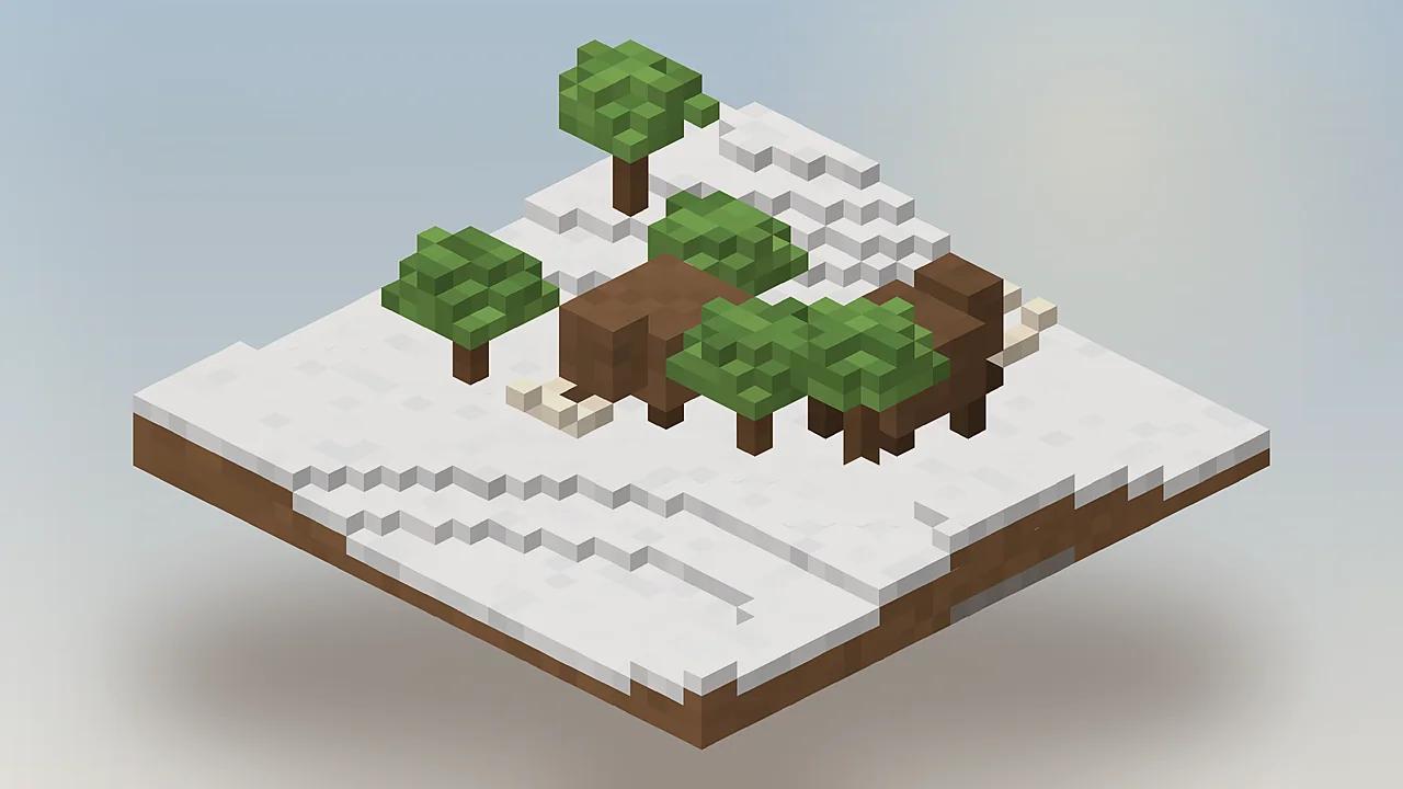 Woolly mammoths in a snowy Minecraft biome